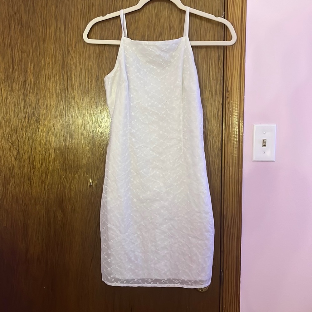 White Halter Neck Dress